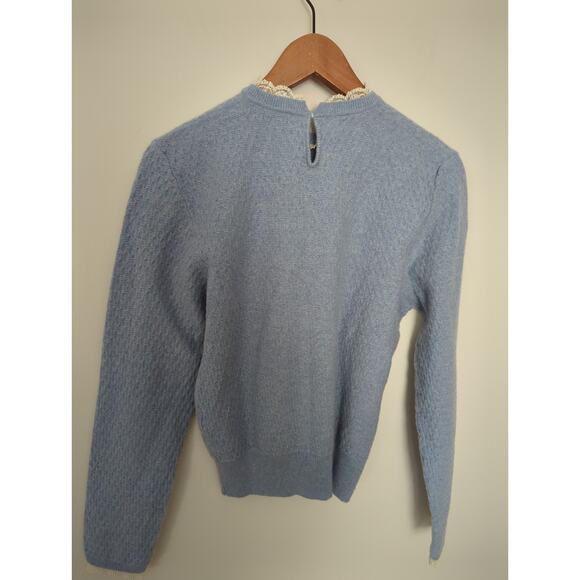 Sandro Paris Lace Trim Pointelle Sweater - Picture 8 of 11